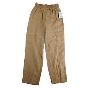 A New Day Pants Womens XS Brown Cargo Pockets Wide Leg Casual Stretchy NWT
